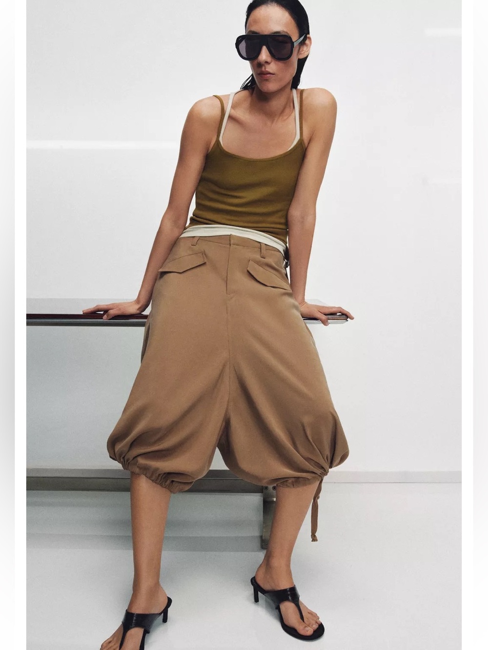 NWT Zara ZW Collection Flowy Long Shorts